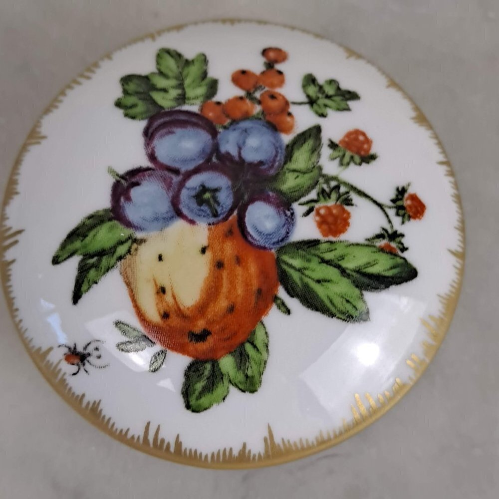 Fruit Motif Trinket Box Williamsburg Duke of Gloucester Mottahedeh Portugal - Picture 9 of 12